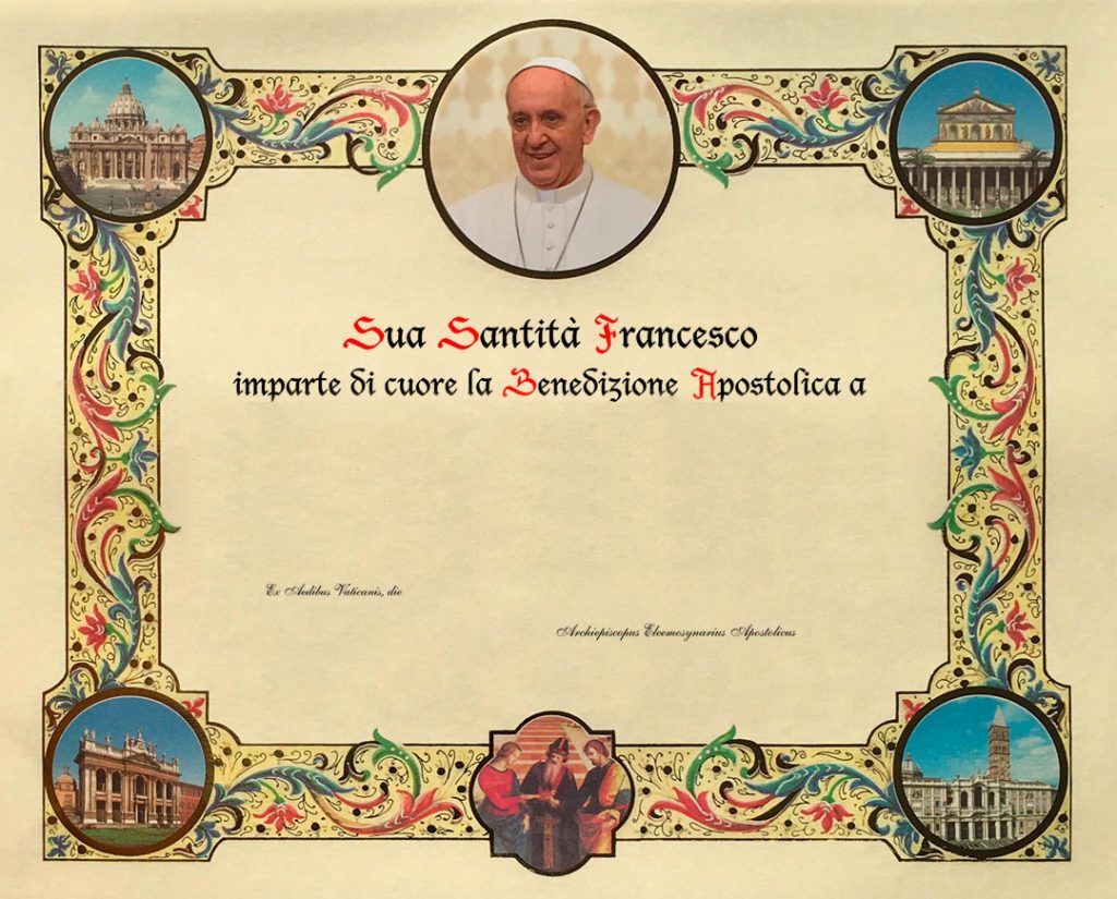 Benedizione Dei Genitori Agli Sposi La Benedizione Apostolica. La pergamena con la Benedizione del Papa
