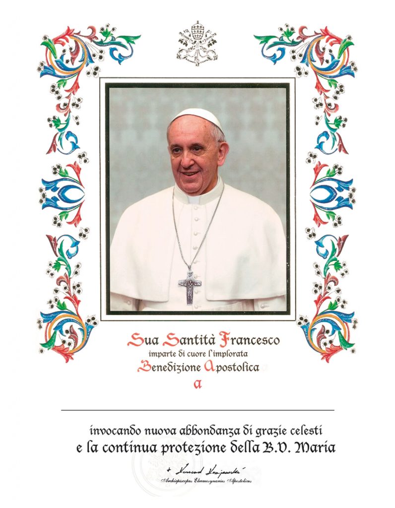 Pergamena Di Benedizione Del Papa La Benedizione Apostolica. La pergamena con la Benedizione del Papa