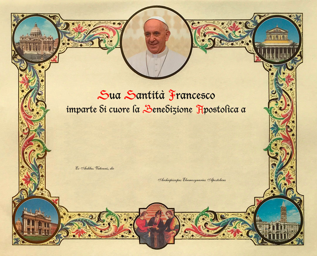 Pergamena Del Papa Per Matrimonio La Benedizione Apostolica. La pergamena con la Benedizione del Papa